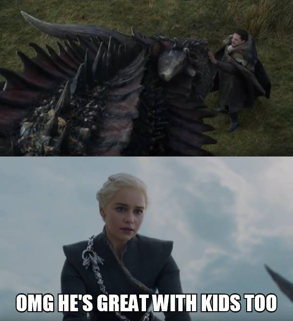Daenerys Drogon Jon Snow meme