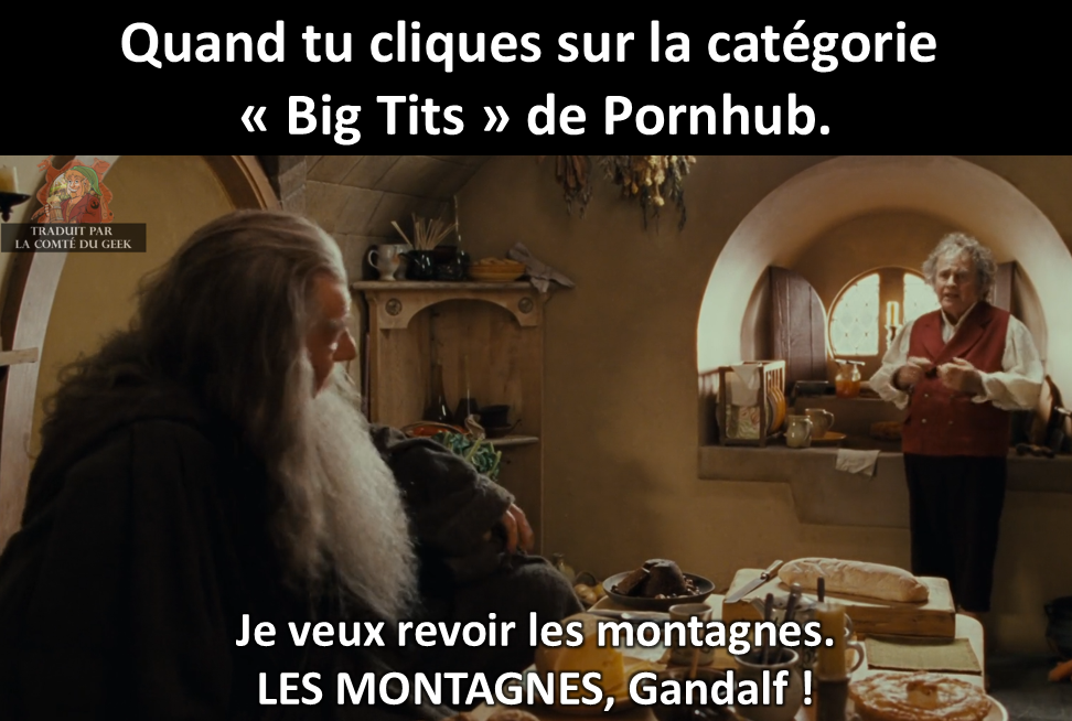 Bilbon meme le seigneur des anneau les montagnes gandalf pornhub humour